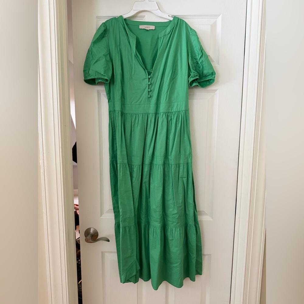 LOFT Vibrant Green Midi Dress